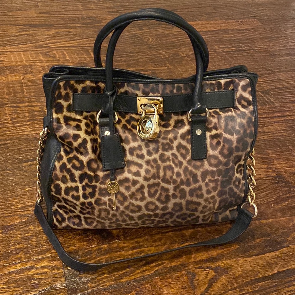 Michael Kors handbag leopard print tote,authentic